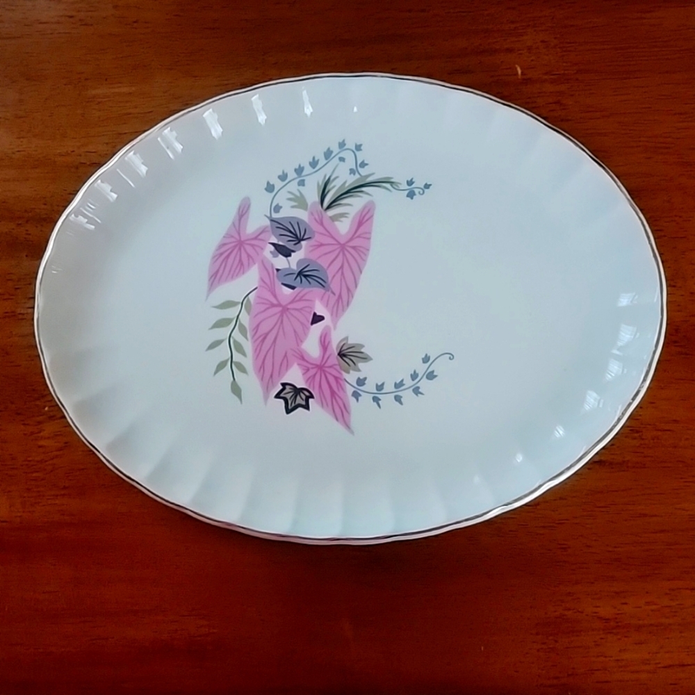 Vintage WS George Pink Caladium China 11.5 inch Platter